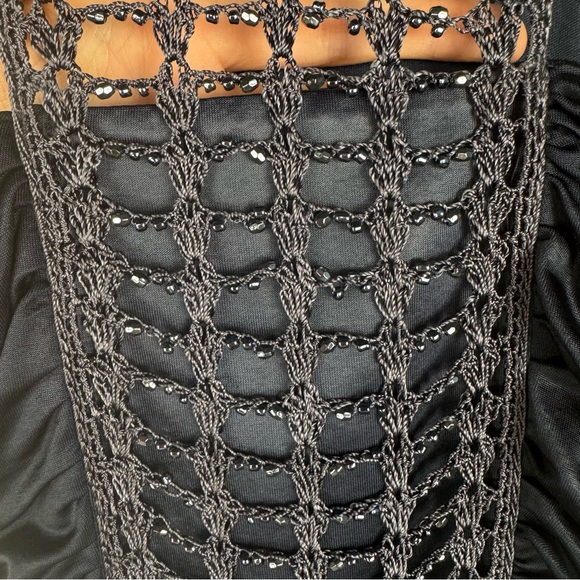 Bebe Ruched Bodycon Cowl Neck Dark Blue Midi Dress - Picture 7 of 7